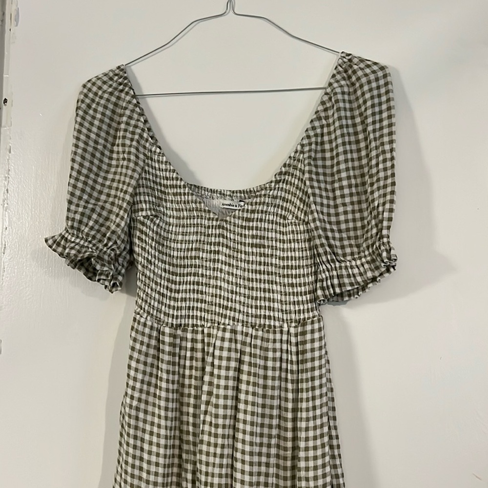 Abercrombie & Fitch Green and White Gingham Dress